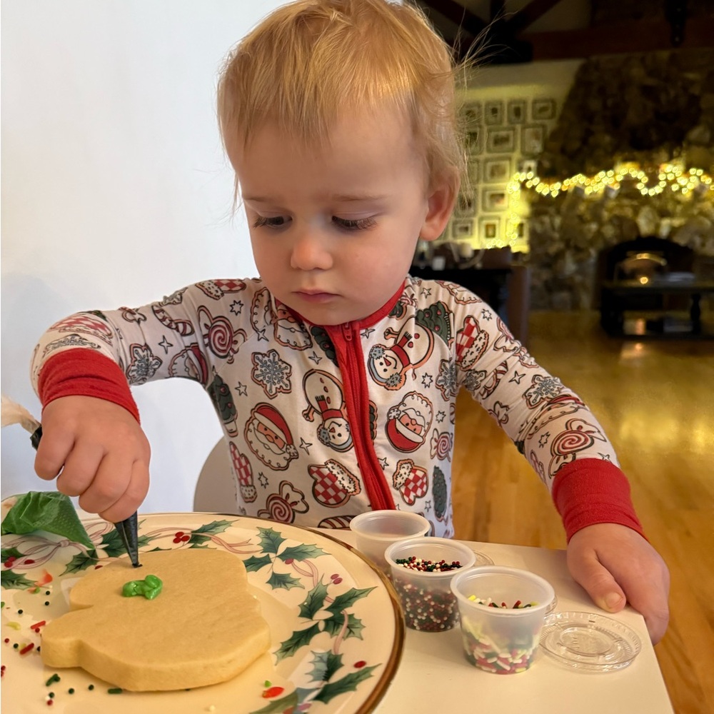 Caden Lane Santa’s Cookies Convertible Zip Romper